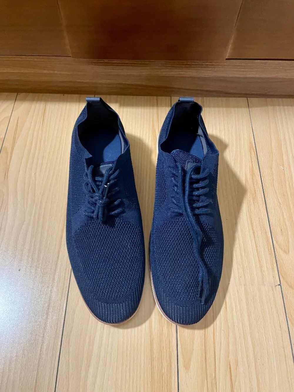 NWOT Navy Blue Knit Derby Shoes